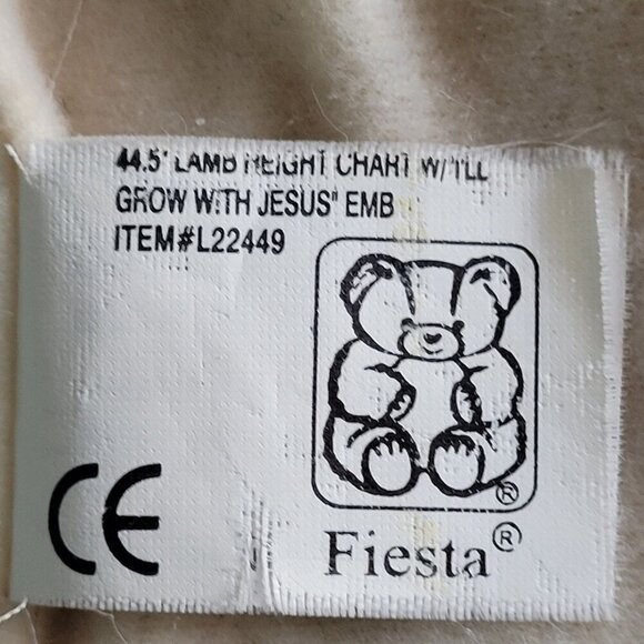 FIESTA Plush Lamb Growth Chart "I'll Grow With Jesus" Embroidery Cream & Purple - Picture 9 of 10